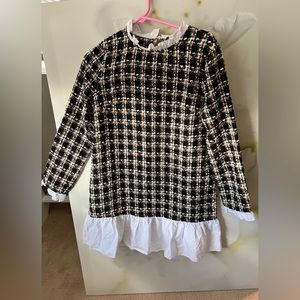 Shein/Houndstooth Crowl neck Pattern Detail Sweater Dress. Sz